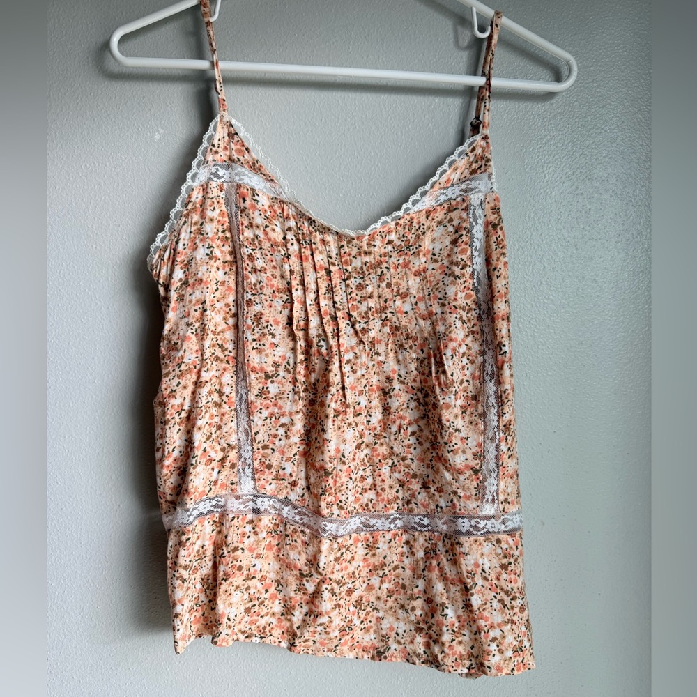 Forever 21 Floral Lace Cami Top - Orange and Cream